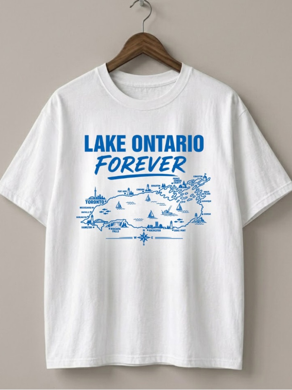 Lake Ontario Forever White Graphic Tee
